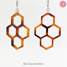 Load image into Gallery viewer, Honeycomb Faux Tortoiseshell Geometric Dangle Drop Earrings
