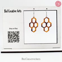 Load image into Gallery viewer, Honeycomb Faux Tortoiseshell Geometric Dangle Drop Earrings
