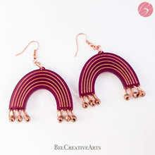 Load image into Gallery viewer, Purple crush rainbow earrings, dangle style, made in USA
