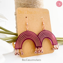 Load image into Gallery viewer, Purple crush rainbow earrings, dangle style, made in USA
