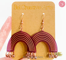 Load image into Gallery viewer, Purple crush rainbow earrings, dangle style, made in USA
