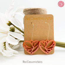 Load image into Gallery viewer, Copper Pearl Lace Heart Earrings – Dangle Drop Style
