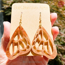 Load image into Gallery viewer, Butterfly Earrings in Copper, Tan, and Green Acrylic – Dangle Drop Style
