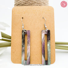 Load image into Gallery viewer, Multicolor rectangle geometric dangle earrings, made in USA
